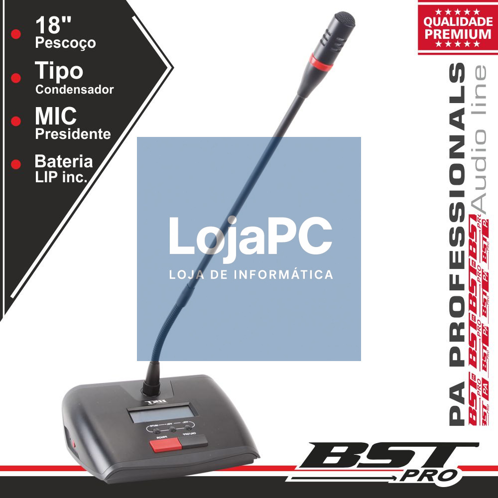 MICROFONE CONDENSADOR PRESIDENTE P/ CONFERÊNCIA AJUSTÁVEL