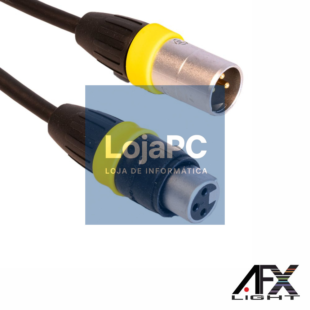 Cabo DMX XLR 3p Macho / XLR 3p Fêmea IP65 5m AFXLIGHT
