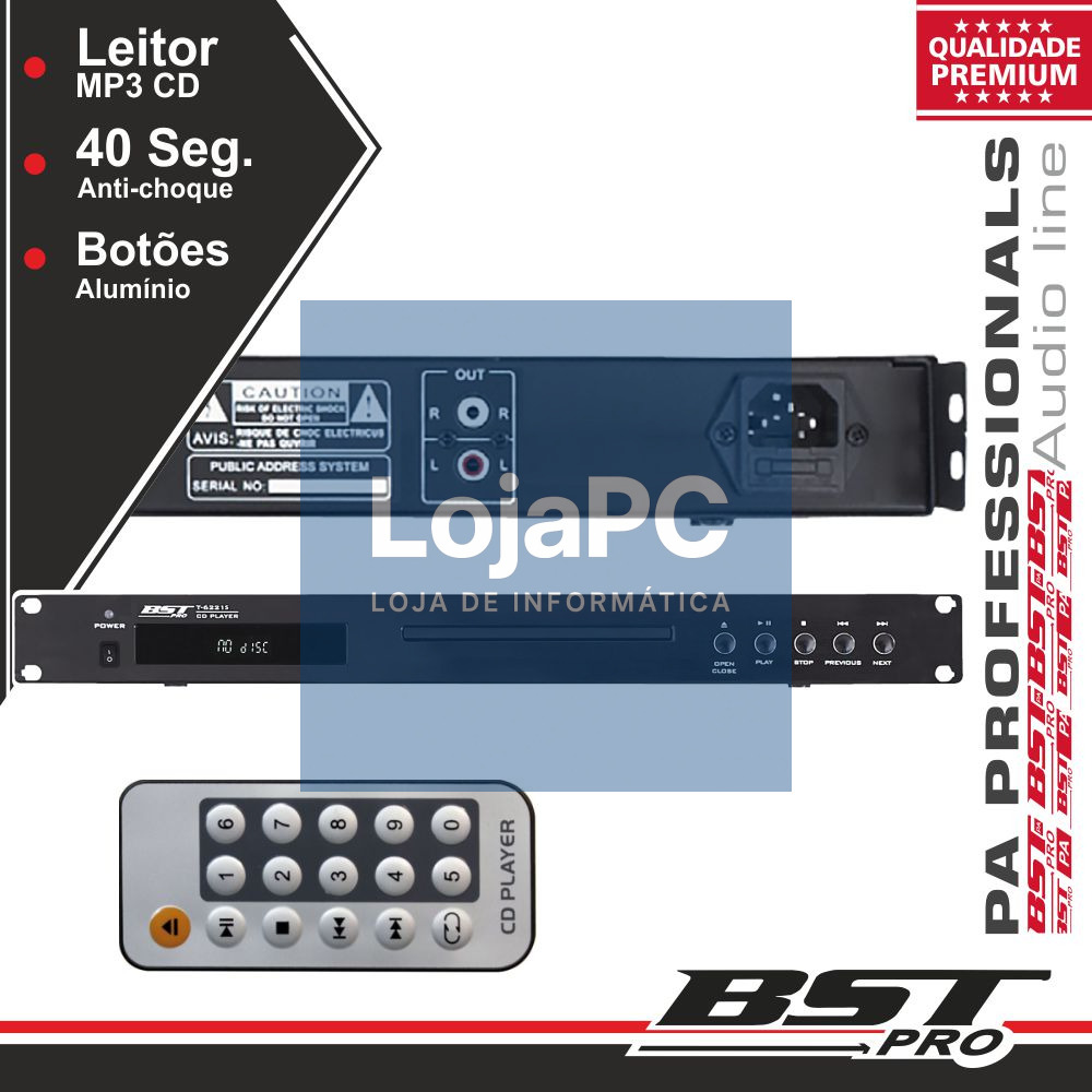 LEITOR CD 19" 1U BSTPRO