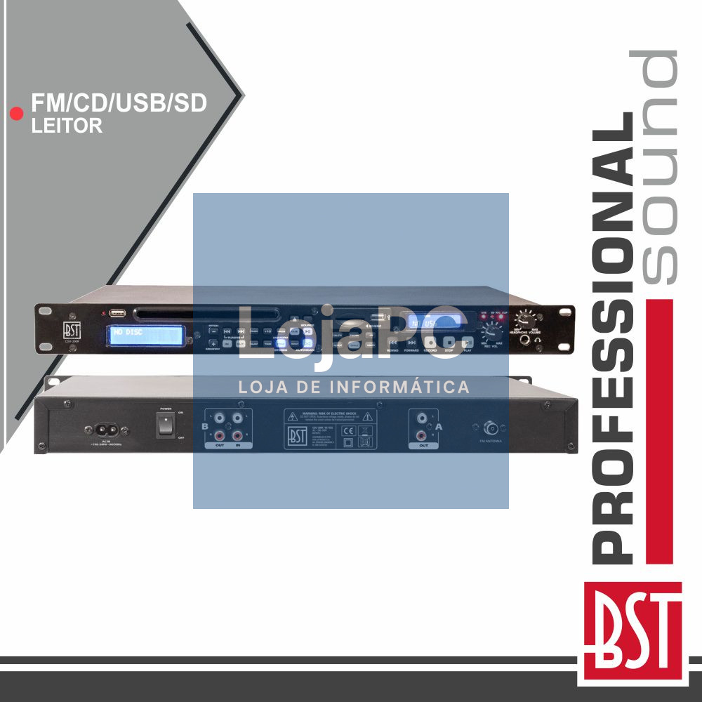 LEITOR DUAL CD-R PLAYER C/ FM/SD/USB BST