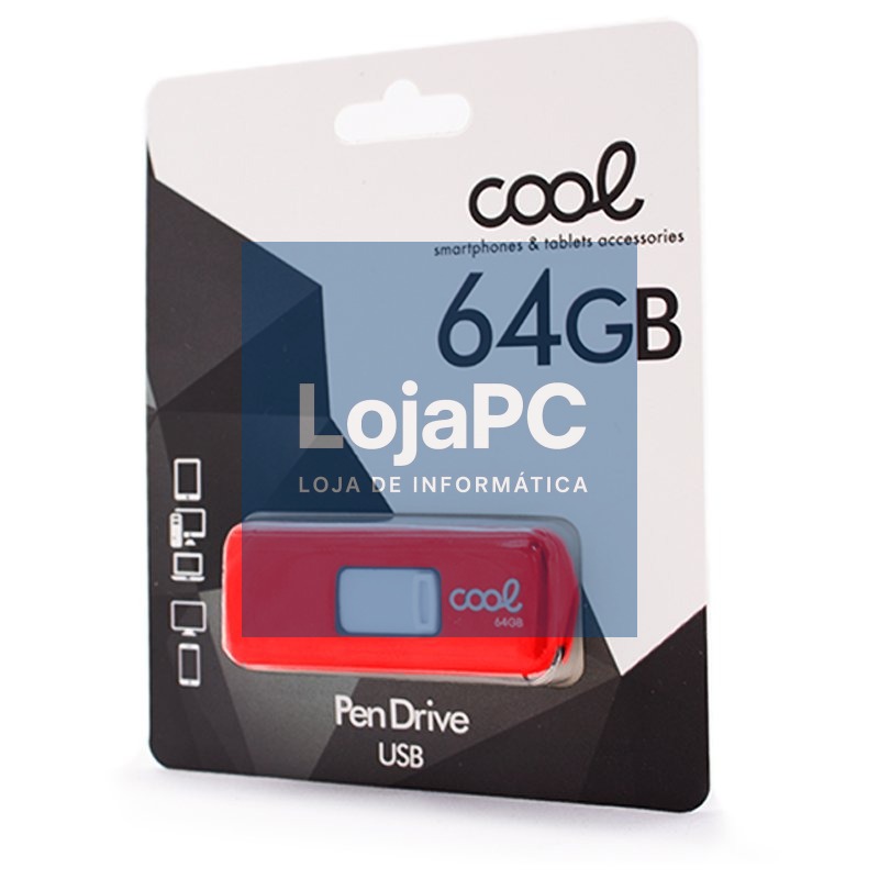 Pen Drive USB x64 GB 2.0 COOL Basic Red — imagem 3