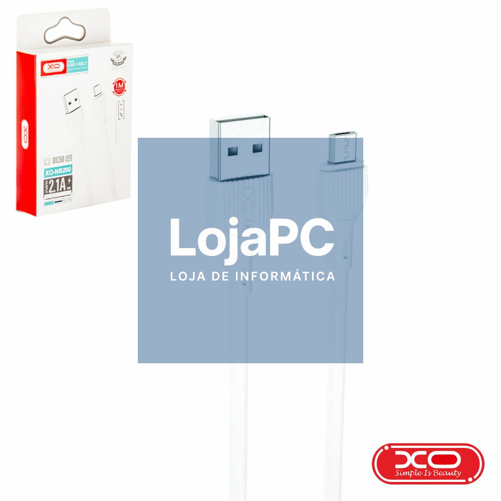 Cabo USB-A 2.0 Macho / Micro USB 2m Branco XO