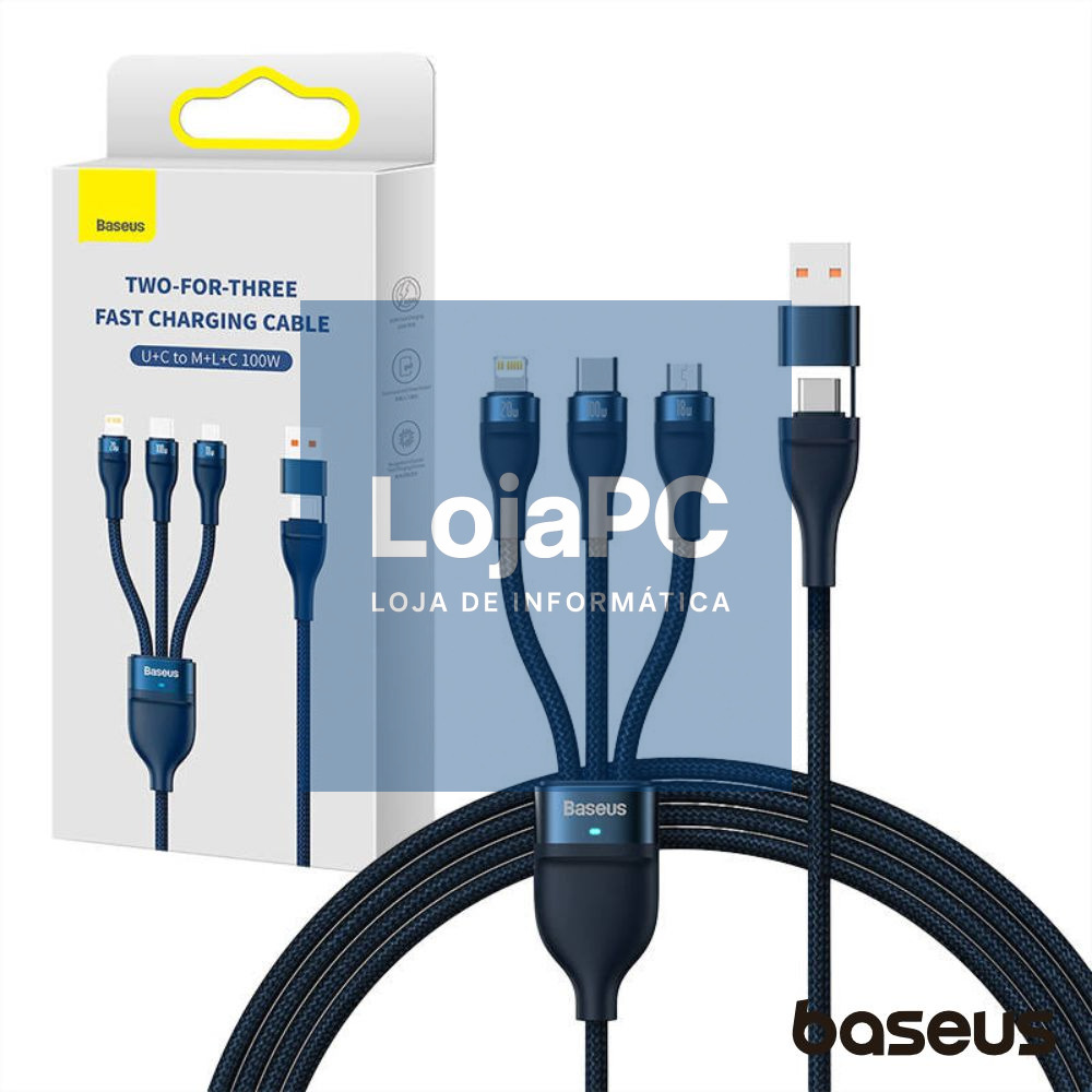 Cabo USB-A/C Macho/MicroUSB/USB-C/Lightning 1.2M 100W BASEUS