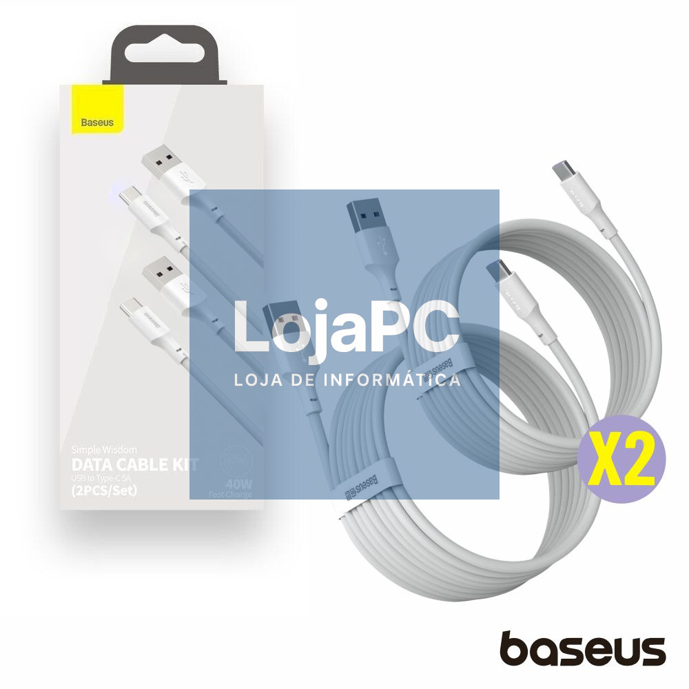 Conjunto 2 Cabos USB-A / USB-C Macho PD 1.5m BASEUS