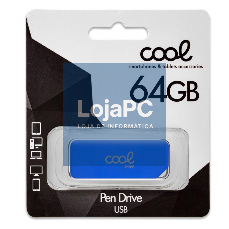 Pen Drive USB x64 GB 2.0 COOL Board Blue — imagem 3
