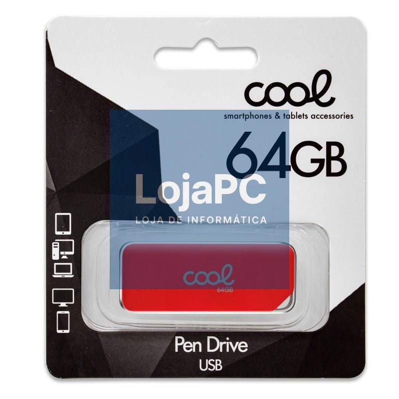 Pen Drive USB x64 GB 2.0 COOL Board Red — imagem 4