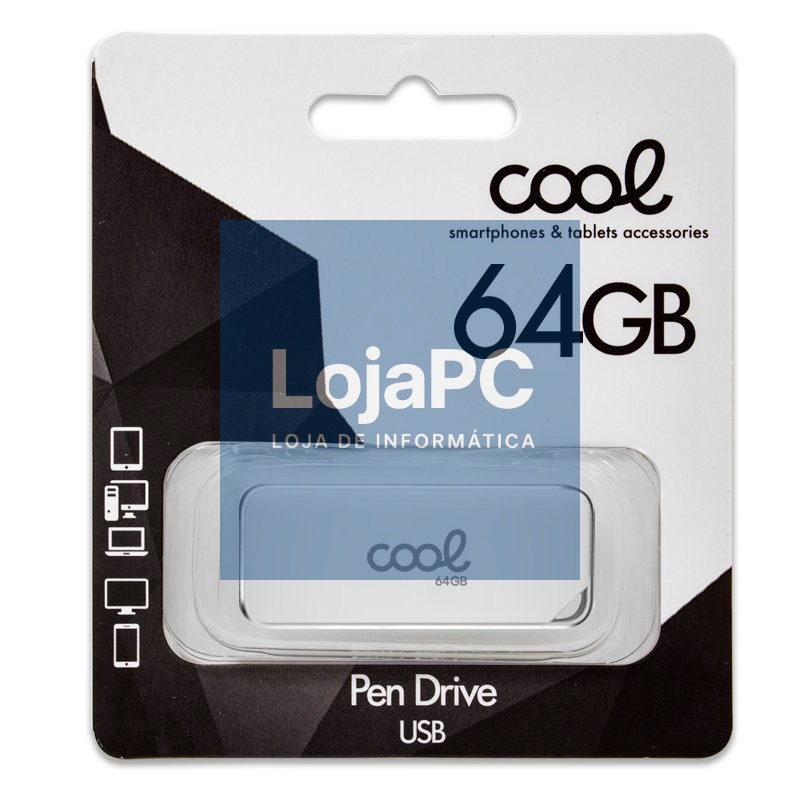 Pen Drive USB x64 GB 2.0 COOL Board White — imagem 3