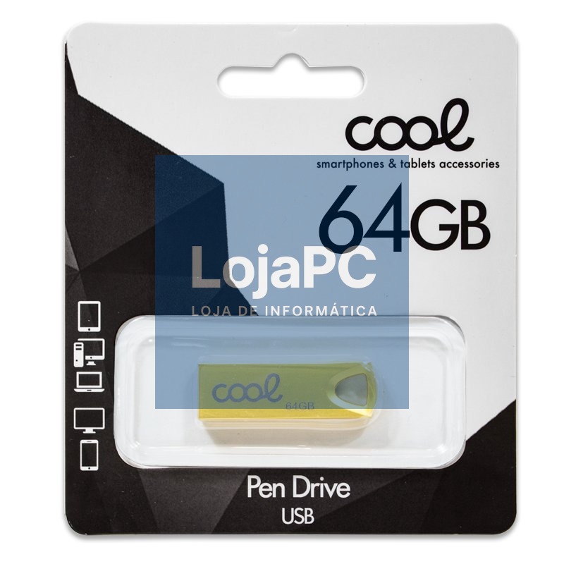Pen Drive USB x64 GB 2.0 COOL Metal KEY Gold — imagem 2