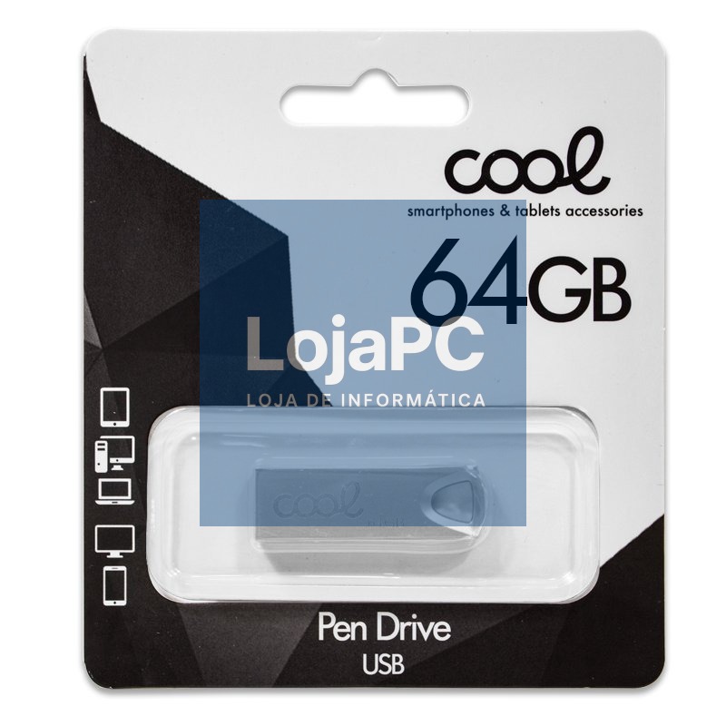 Pen Drive USB x64 GB 2.0 COOL Metal KEY Silver — imagem 2