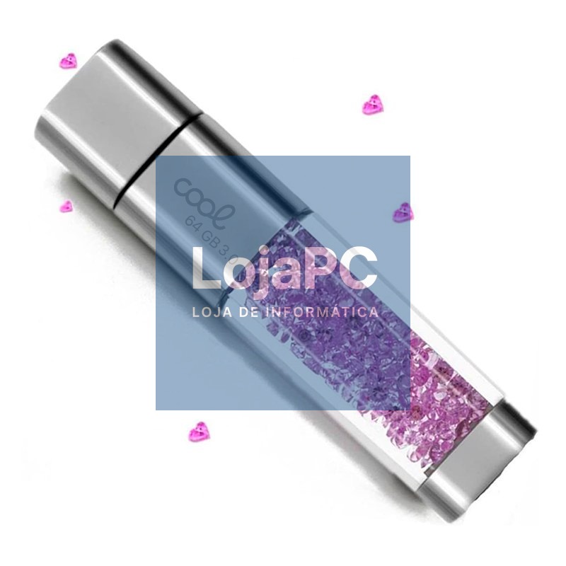 Pen Drive USB x64 GB 3.0 COOL Crystal Pink — imagem 2