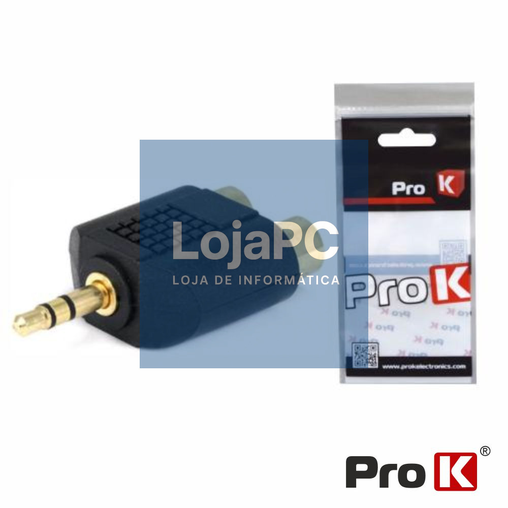 Ficha Adaptadora Jack 3.5mm Macho St / 2 RCA Fêmea PROK