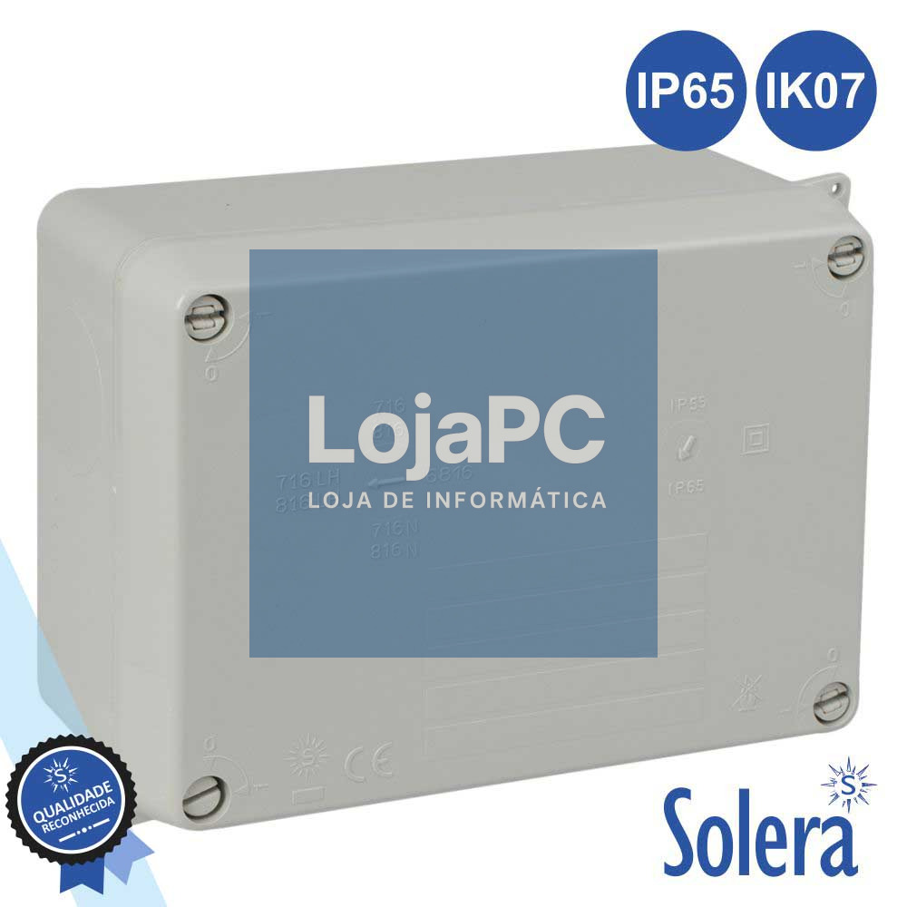 CAIXA DE PASSAGEM ESTANQUE 153x110x65MM IP65 IK07 SOLERA
