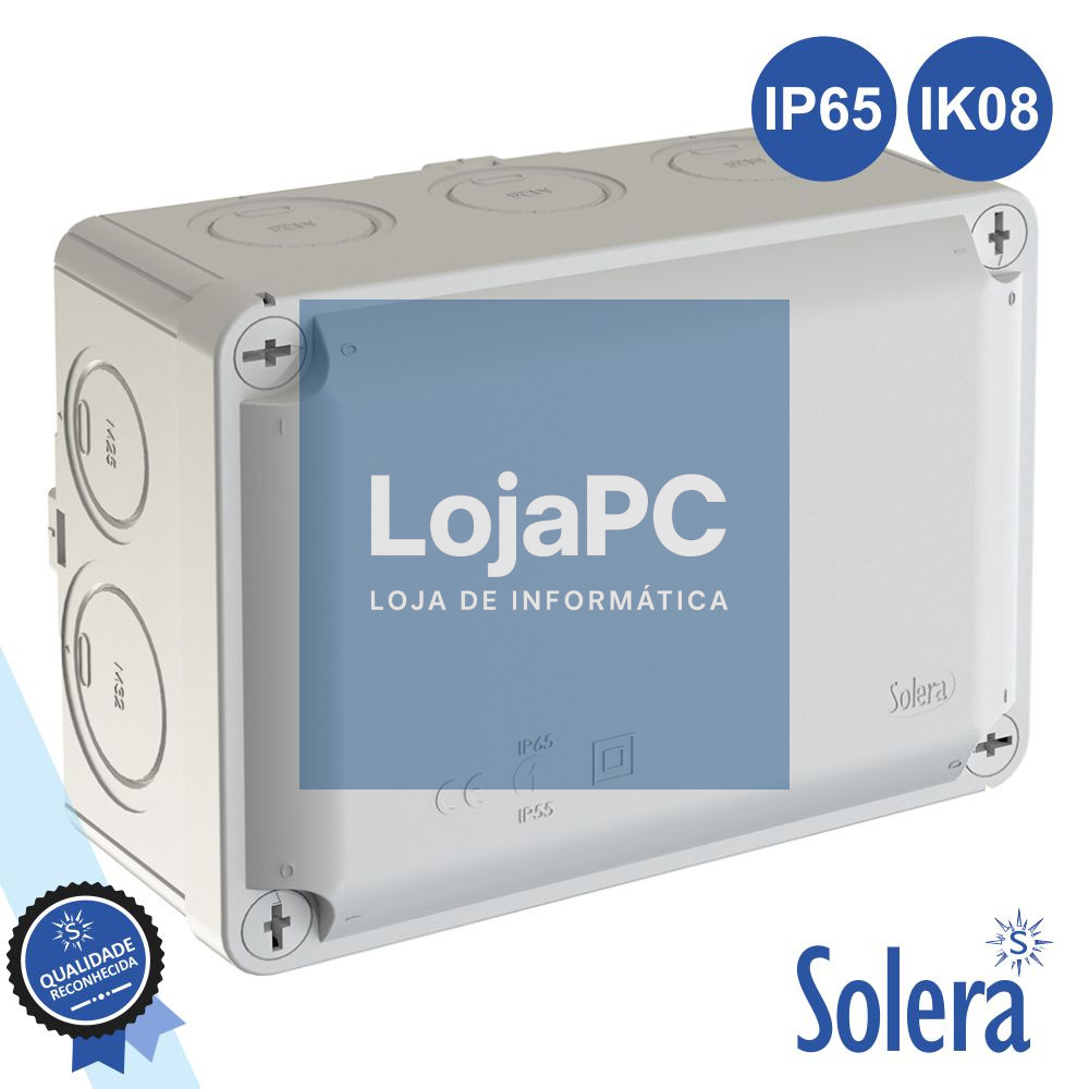 CAIXA DE PASSAGEM ESTANQUE 153x110x65MM IP65 IK07 SOLERA
