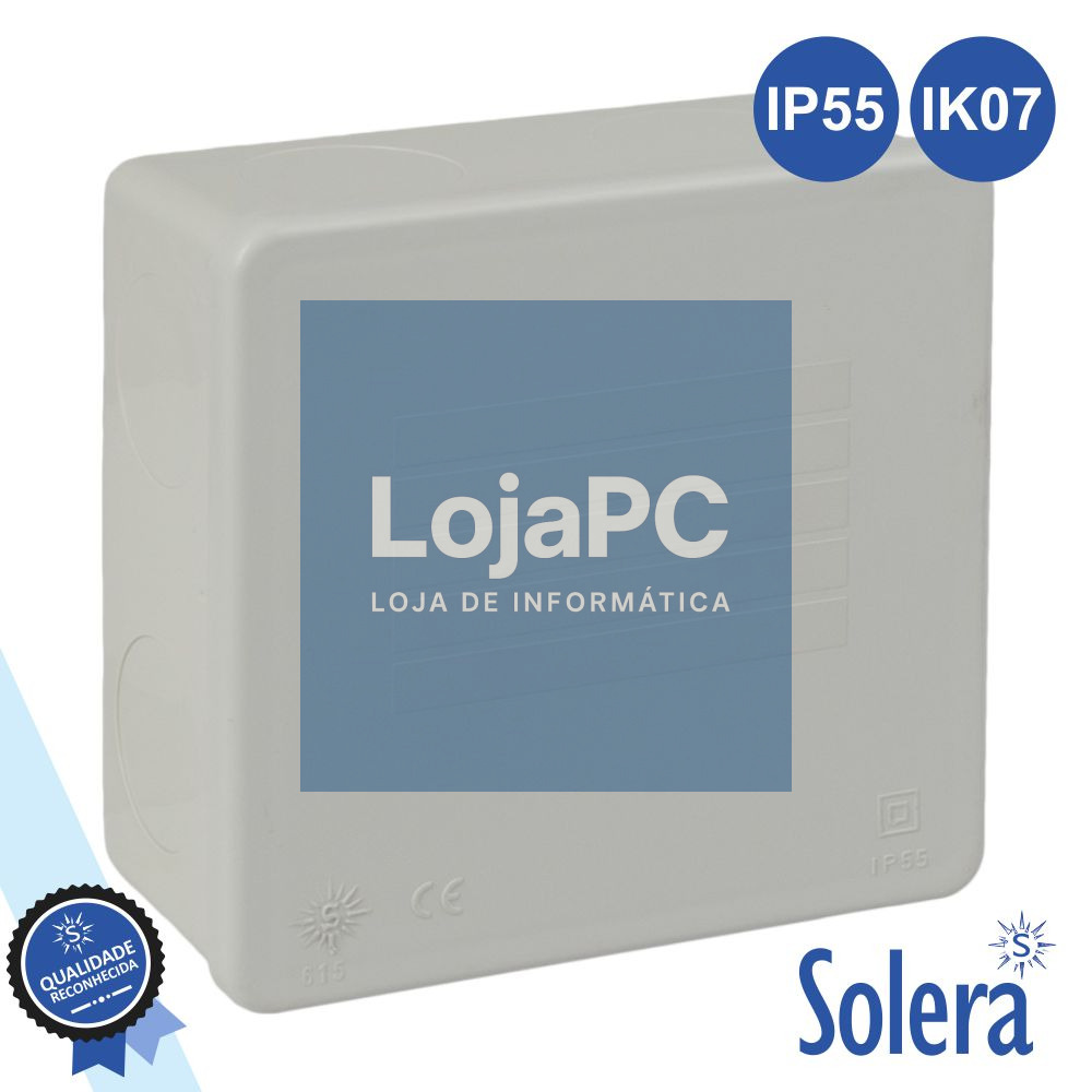 CAIXA DE PASSAGEM ESTANQUE LISA 80x80x35MM IP55 SOLERA