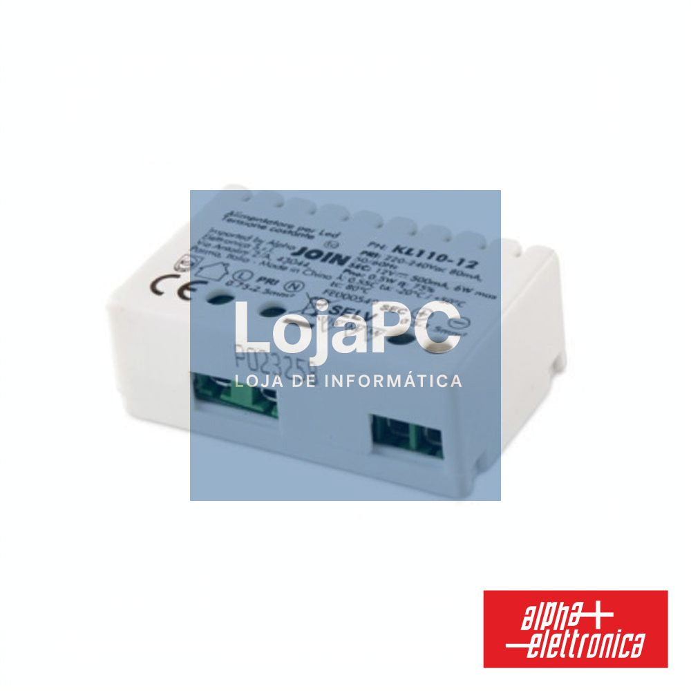 Fonte de Alimentação P/ LED 6W 12V 500mAh ALPHA