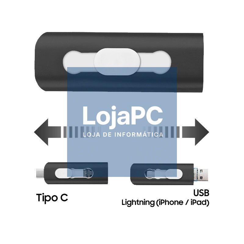 Pen Drive x USB 128 GB COOL (3 in 1) Lightning / Type-C / USB Black — imagem 3