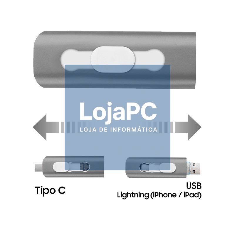 Pen Drive x USB 128 GB COOL (3 in 1) Lightning / Type-C / USB Gray — imagem 4