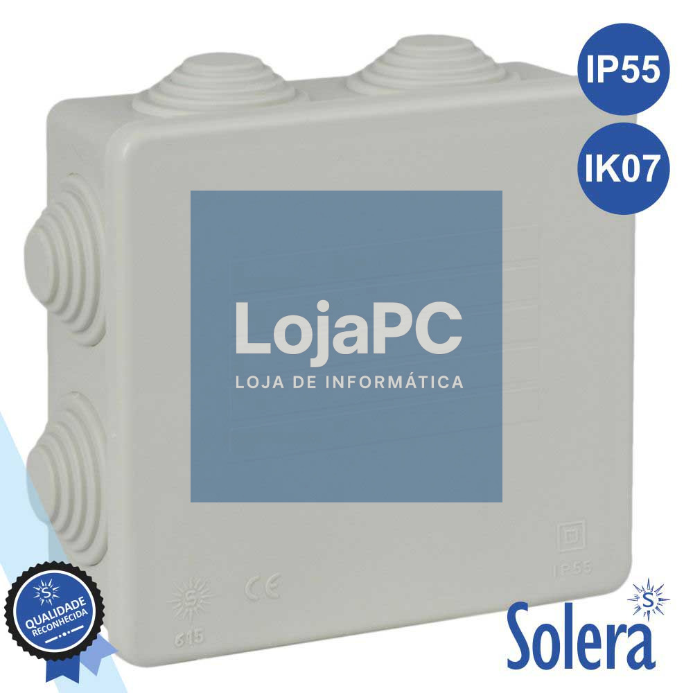 CAIXA DE PASSAGEM ESTANQUE C/ 7 CONES 100x100x45MM SOLERA