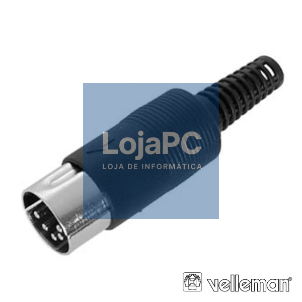 FICHA DIN 5P MACHO PRETA 180° P/ SOLDAR VELLEMAN