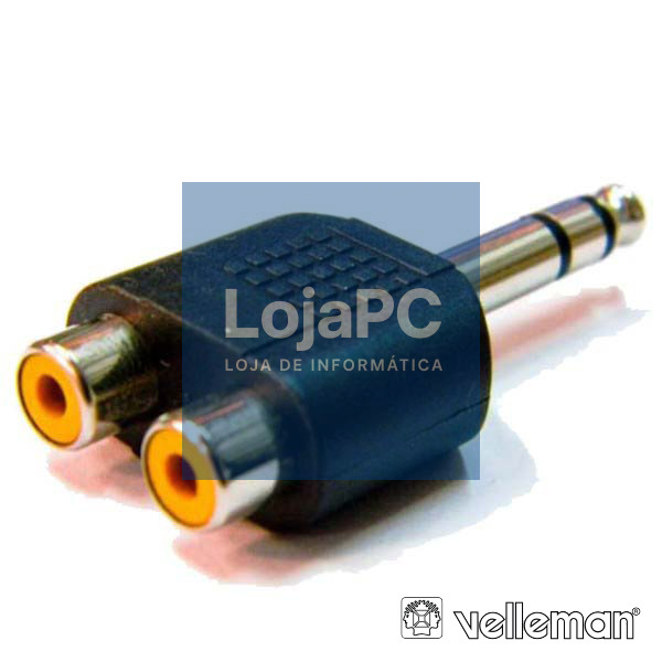 FICHA ADAPTADORA JACK 6.35MM MACHO ST / 2 RCA FÊMEA VELLEMAN