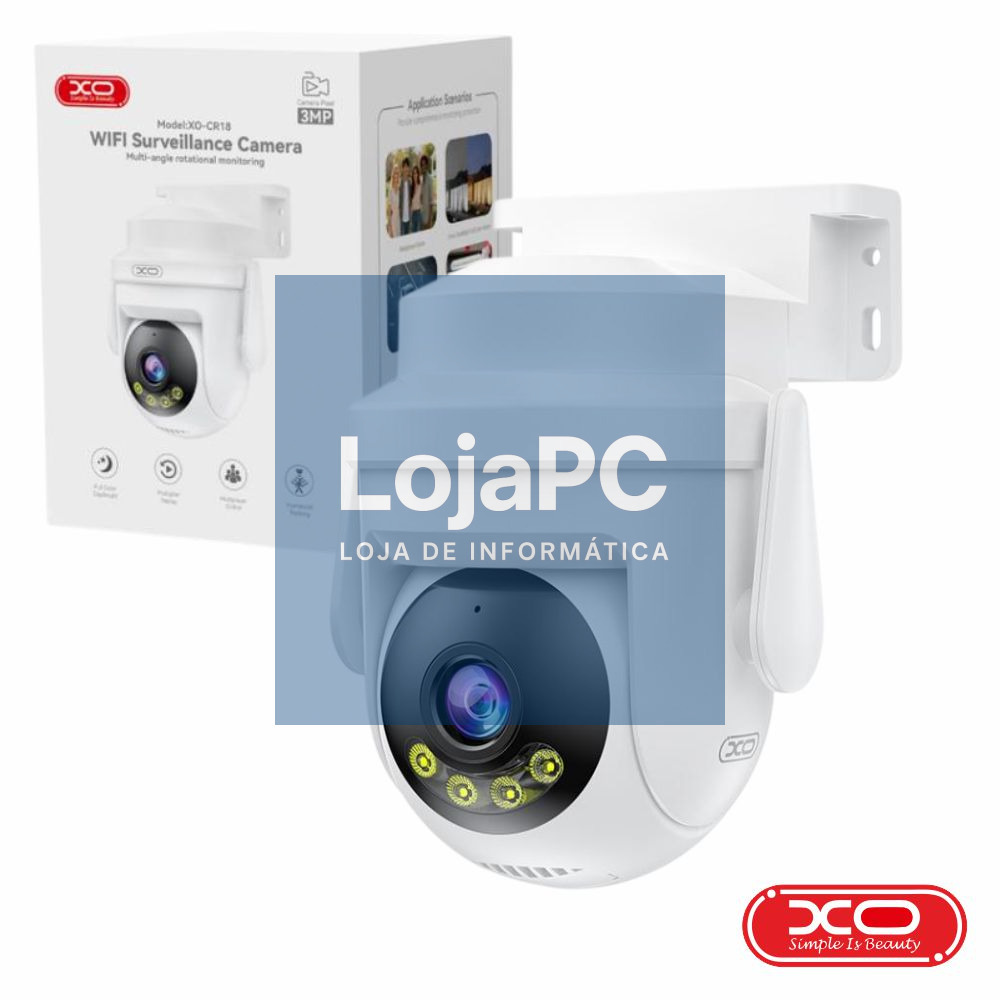 Câmara Vigilância IP H.264 1296P 3MP WiFi+BT XO