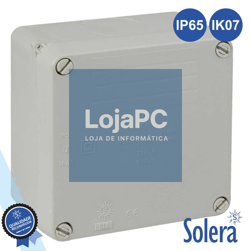 CAIXA DE PASSAGEM ESTANQUE 100x100x55MM IP65 IK07 SOLERA
