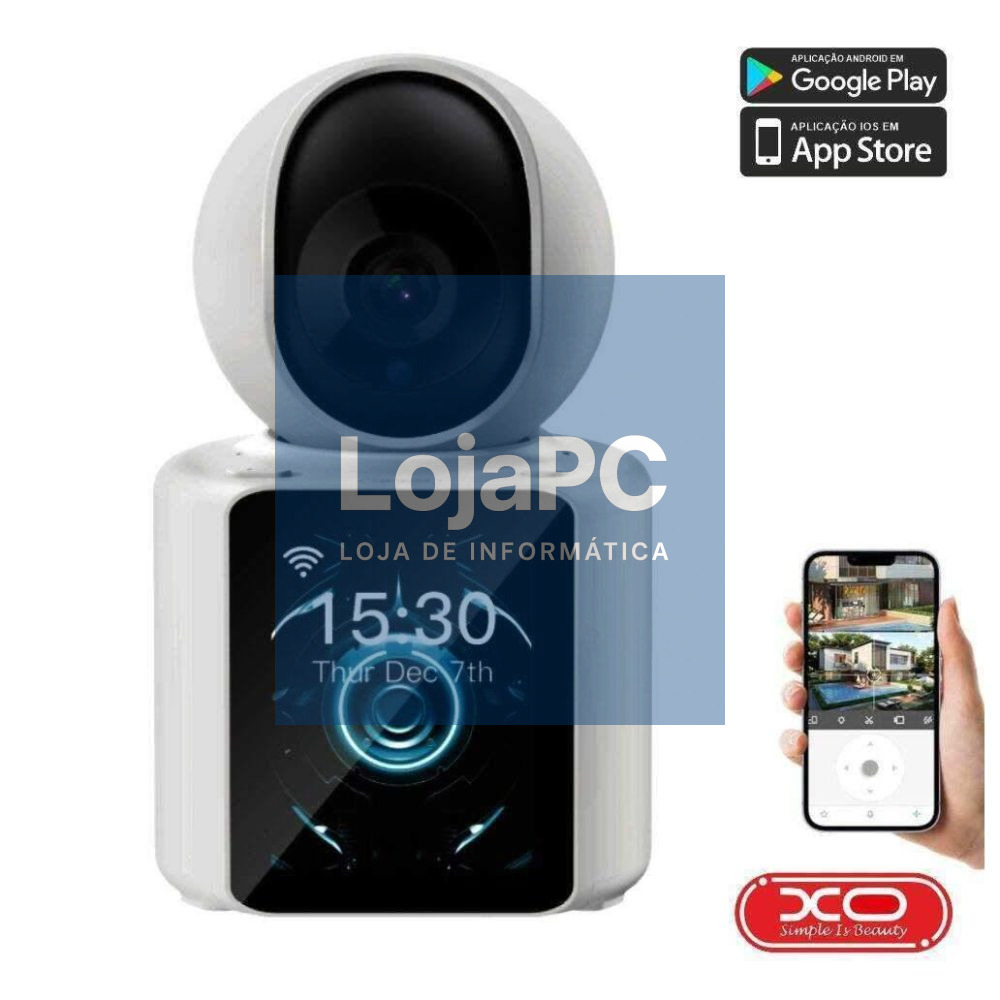 Câmara Vigilância IP C/ Display 1080p WiFi XO