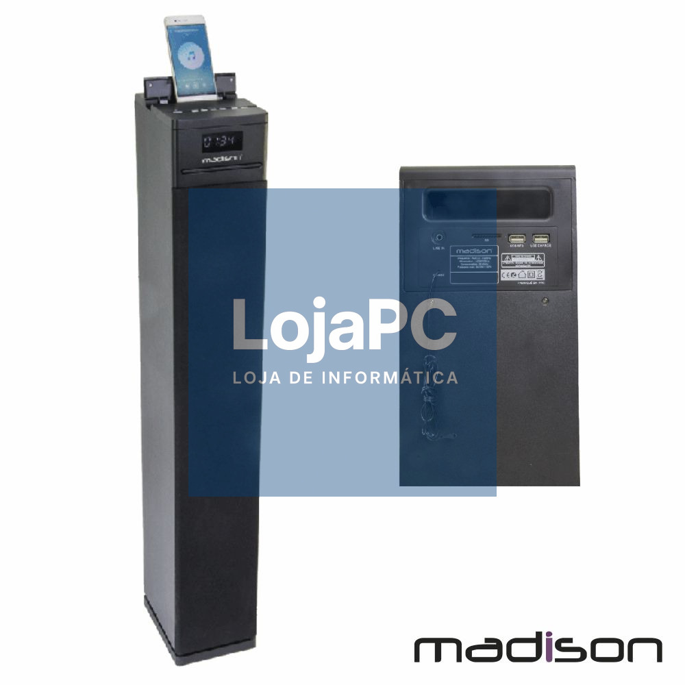 Coluna Centro Amplificada FM/USB/BT/SD/CD 130W MADISON