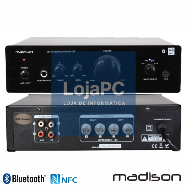 AMPLIFICADOR STEREO HIFI 2X50W NFC/BT MADISON