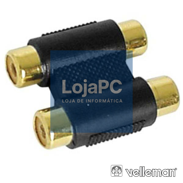 FICHA ADAPTADORA 2 RCA FÊMEA / 2 RCA FÊMEA DOURADO