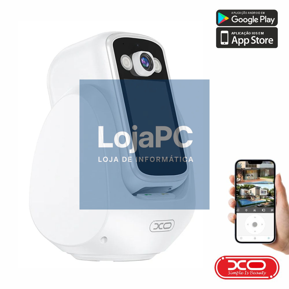 Câmara Vigilância IP C/ Display 1080p 2MP WiFi+BT XO