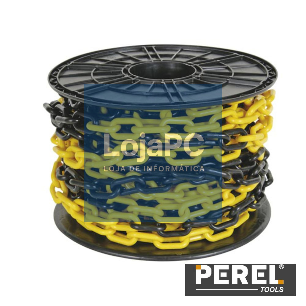 Corrente Plástica Amarela/Preta - 25M PEREL