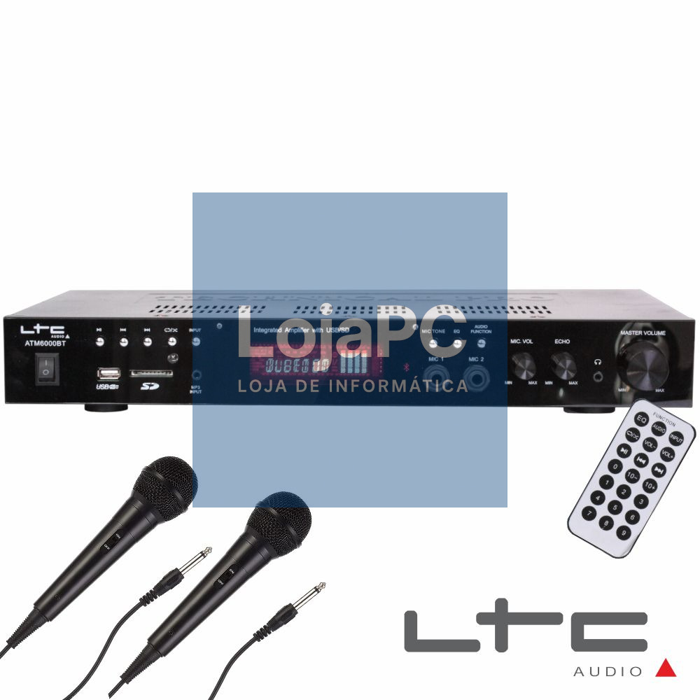 AMPLIFICADOR STEREO HIFI 2X50W VÍDEO HDMI USB/FM/BT/SD 2 MIC