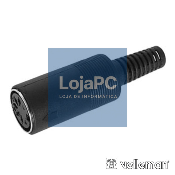 FICHA DIN 5P FÊMEA PRETA 180° P/ SOLDAR VELLEMAN