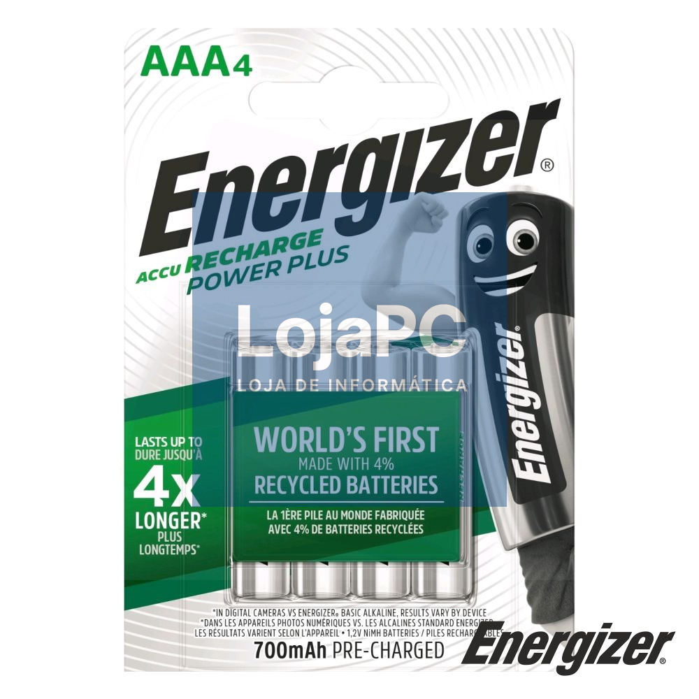 Bateria Ni-MH AAA 1.2V 700ma 4X Power Plus ENERGIZER