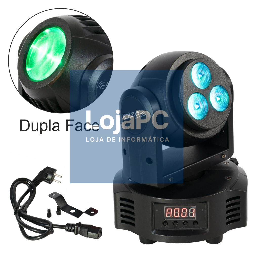 Moving Head 2 em 1 Beam/Wash 1x10W/3x6W RGBW DMX IBIZA