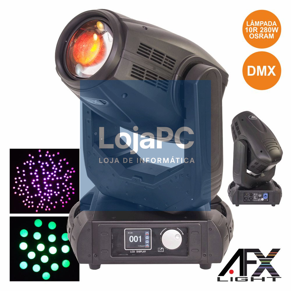 MOVING HEAD 280W 3 EM 1 BEAM/SPOT/WASH 10R DMX MIC AFXLIGHT