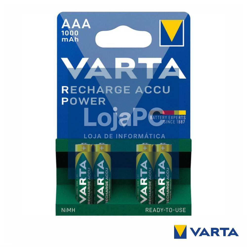 Pilha Recarregável AAA 1.2V 1000mAh 4x VARTA