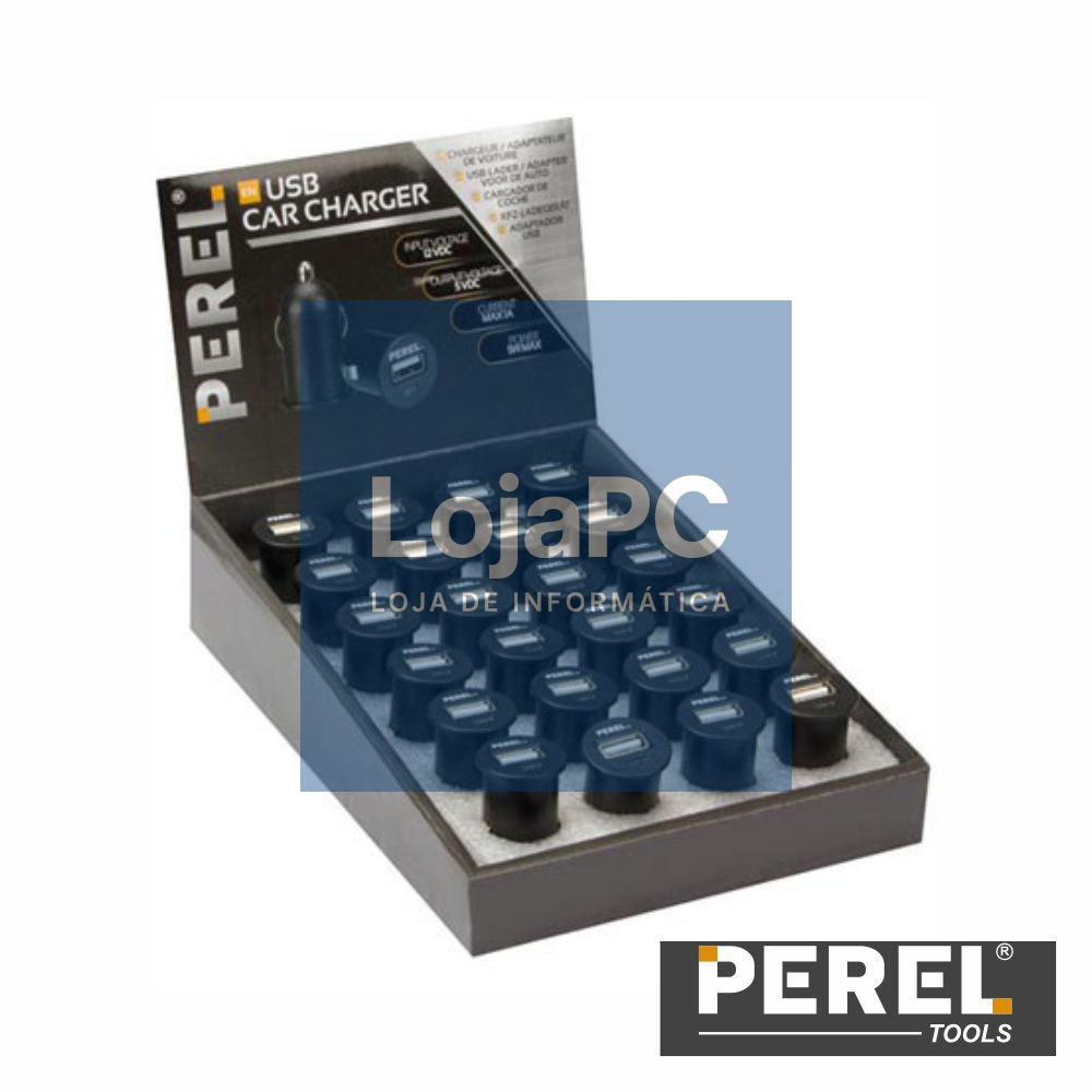 Expositor C/ 24 Adaptadores Isqueiro 5V/1A PEREL