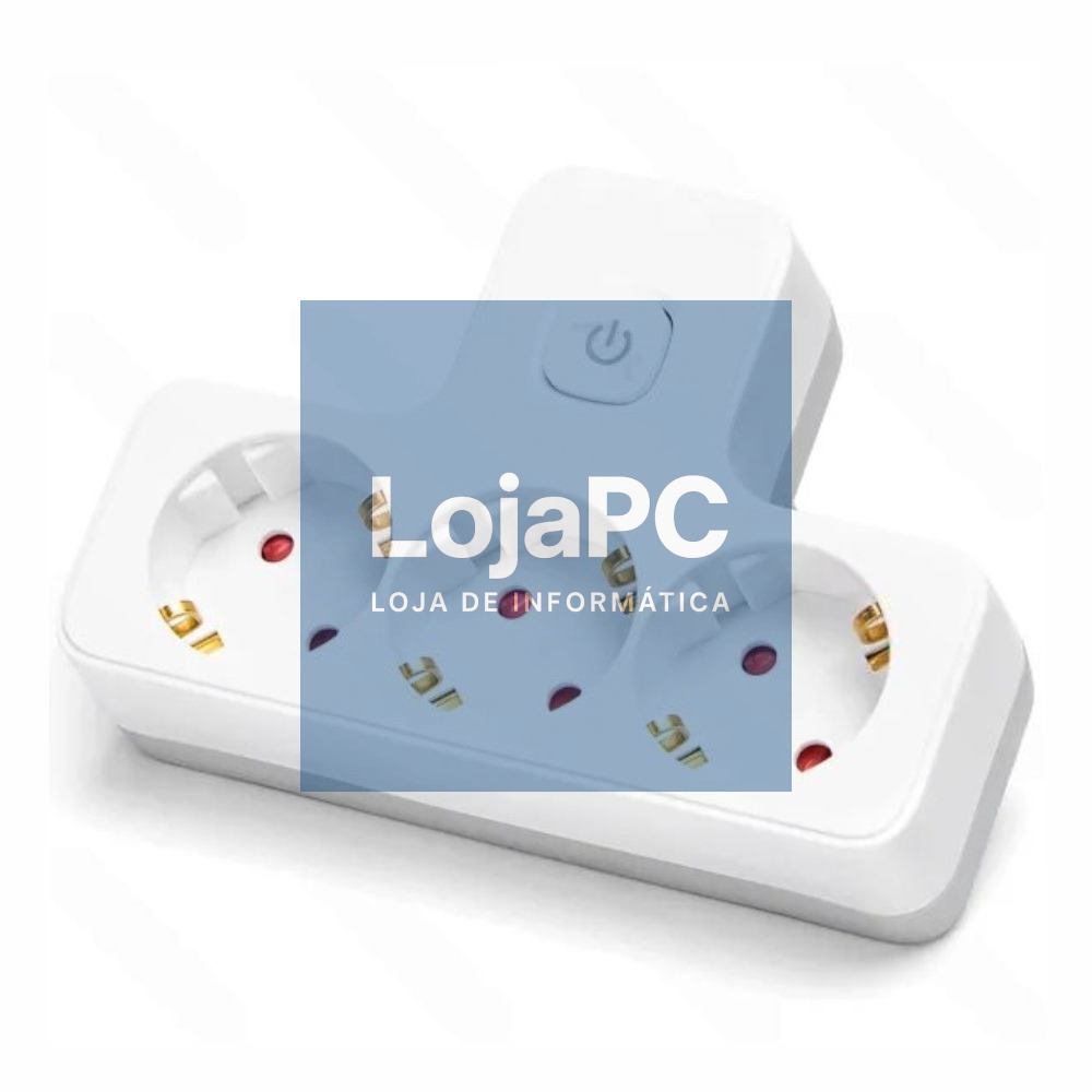 Ficha Elétrica Adaptadora 3x Schuko C/ Interruptor