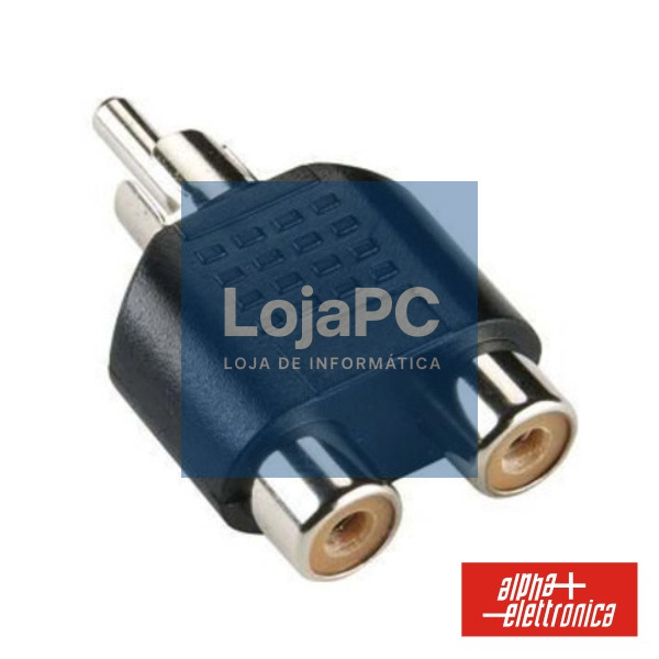 FICHA ADAPTADORA RCA MACHO / 2 RCA FÊMEA