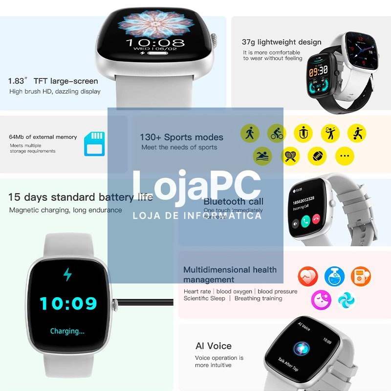 Smartwatch COOL Border Silicone Grey (Amoled, Calls, Health, Sport) — imagem 4