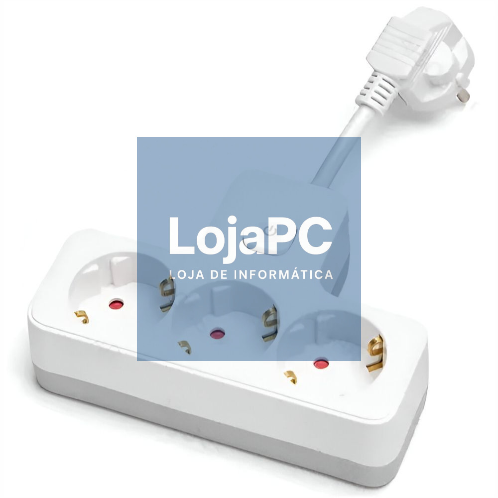 Ficha Elétrica Adaptadora 3x Schuko C/ Interruptor