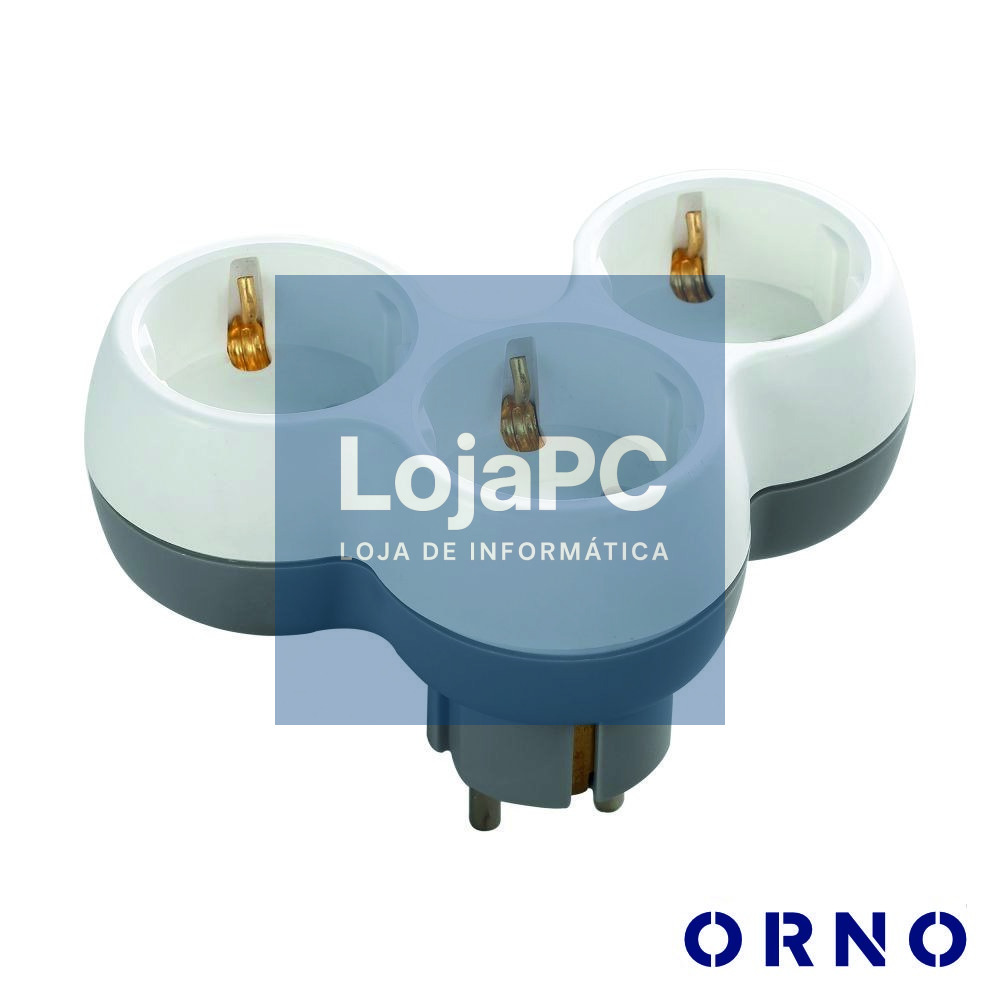 Ficha Elétrica Adaptadora 3x Schuko Branco ORNO