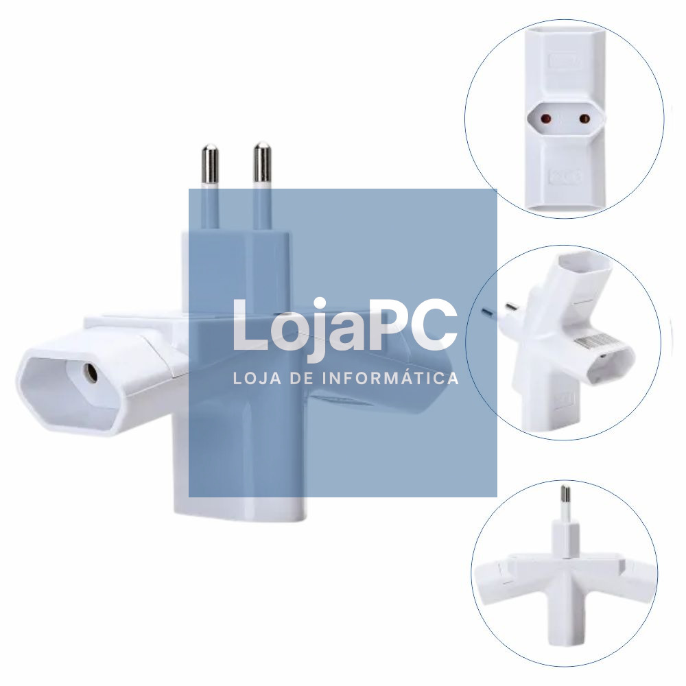 Ficha Elétrica Adaptadora 3x Schuko
