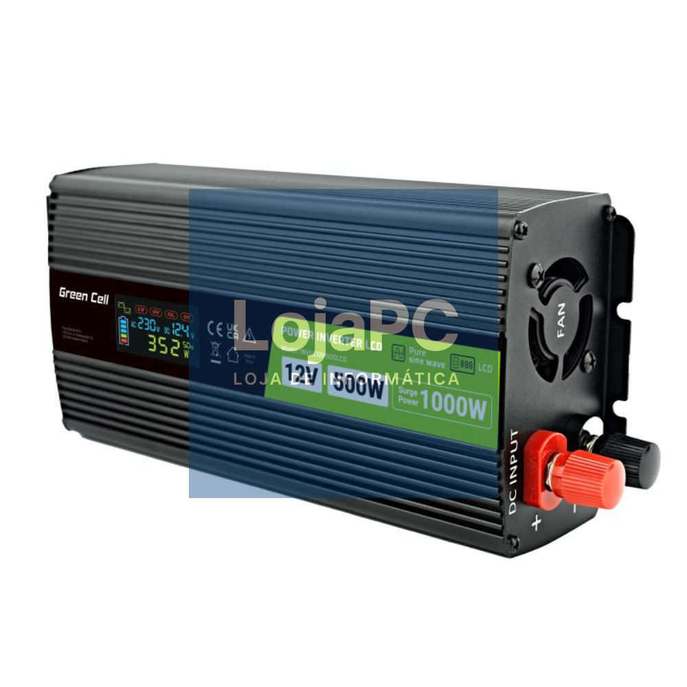 Conversor 12V-230V 500W Onda Pura C/ LCD GREEN CELL