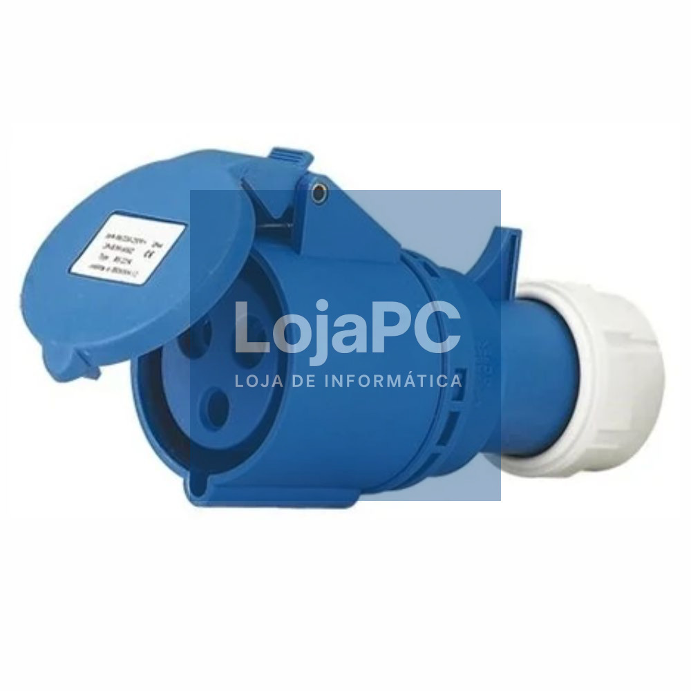 Ficha Industrial CEE Fêmea C/ Tampa 16A 2P+T 250V IP44