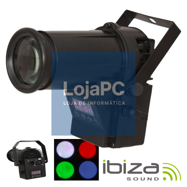 PROJETOR LUZ C/ LED RGBW 10W SPOT DMX MIC IBIZA