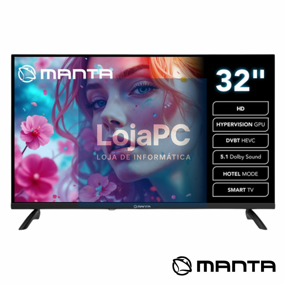 Smart TV LED Frameless 32" HD HDMI/DVB-T2/T HEVC H.265 MANTA