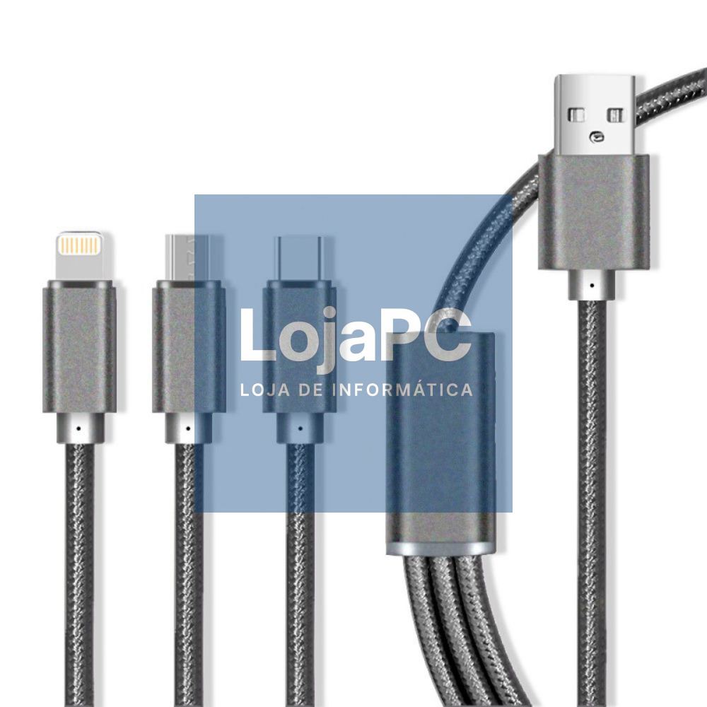 Cabo USB-A 2.0 / Micro USB-B Iphone 8P USB-C Cinzento